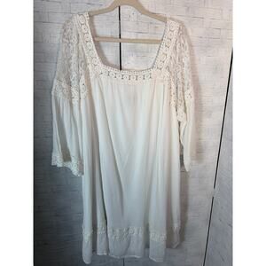 Lane Bryant womens mini dress white Ghazi lace balloon sleeve Bohemian plus Sz